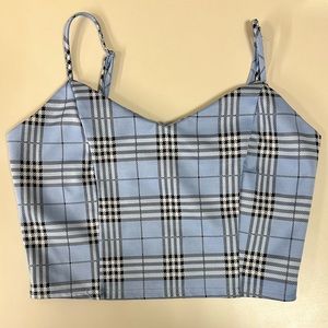 LOVE TREE Blue Plaid Crop Top Tank Top
Size Medium